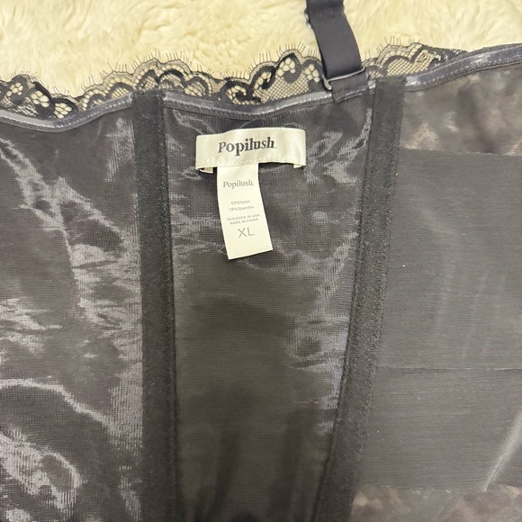 Popilush leopard lace trim corset top - Picture 4 of 4